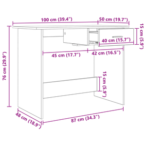Schreibtisch Artisan Eiche 100x50 cm
