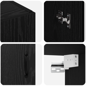 Schwarzer Hängeschrank Eichen-Optik