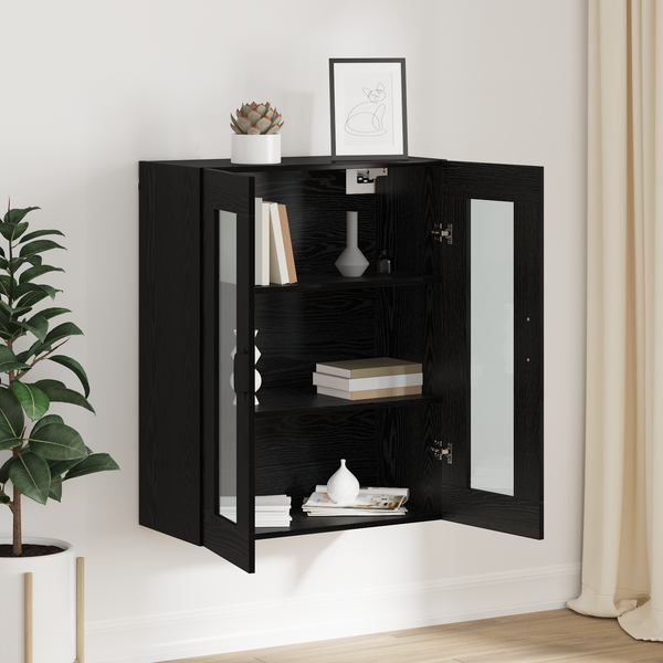 Schwarzer Hängeschrank Eichen-Optik