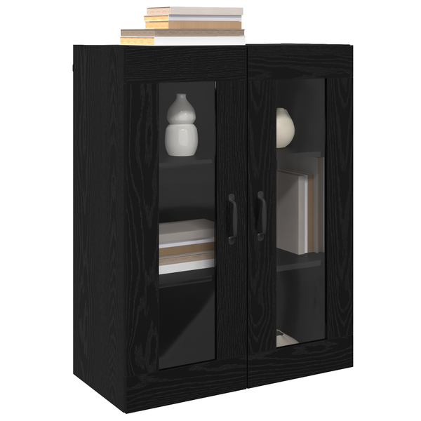 Schwarzer Hängeschrank Eichen-Optik