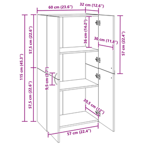 Büroschrank Schwarz Eichenoptik 60x32x115cm