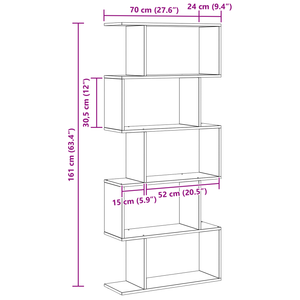 Bücherregal Schwarz Eichen-Optik 161cm
