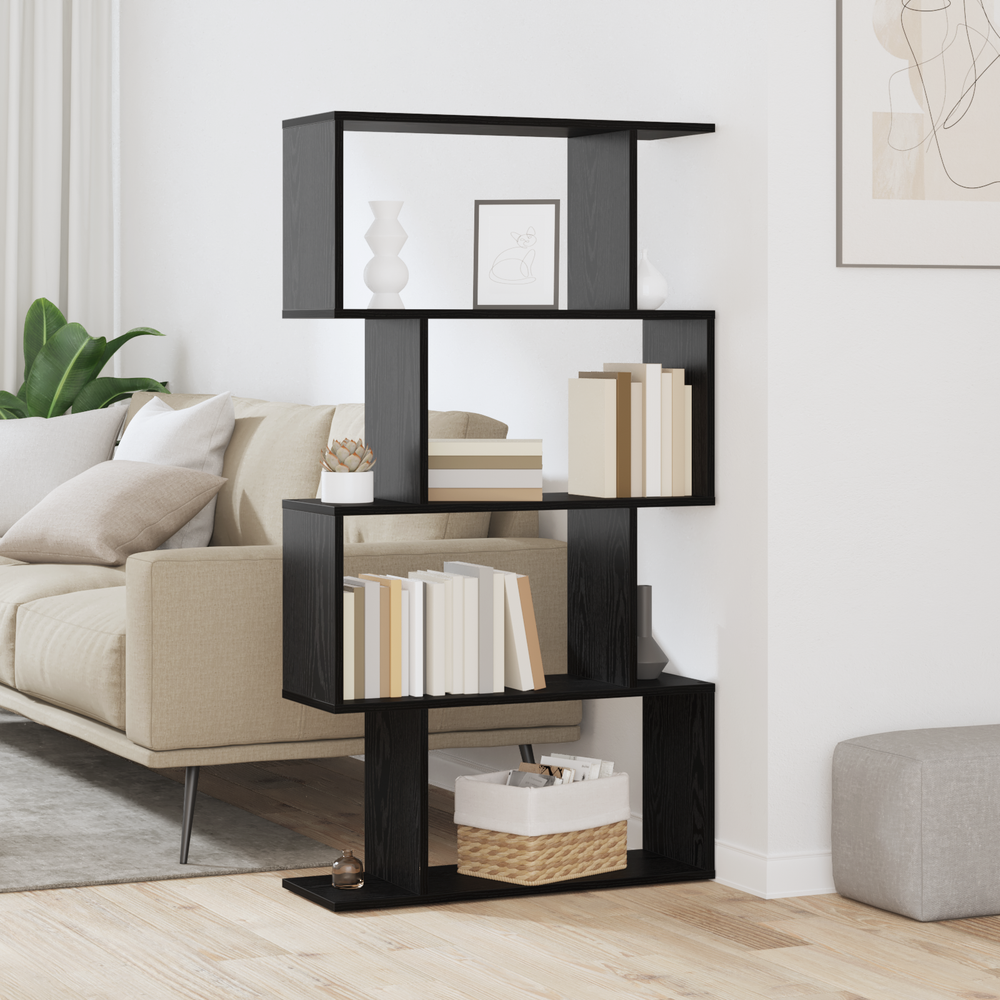 Bücherregal Schwarz Eichen-Optik 129cm Hoch