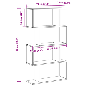 Bücherregal Schwarz Eichen-Optik 129cm Hoch